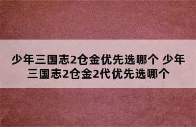 少年三国志2仓金优先选哪个 少年三国志2仓金2代优先选哪个